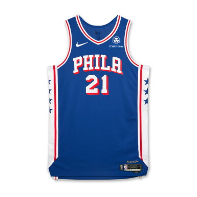 View full screen - View 1 of Lot 190. Joel Embiid Philadelphia 76ers 2024-2025 Game Worn Icon Edition Jersey | Double-Double.