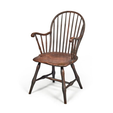 View full screen - View 1 of Lot 307. Rare Red-Painted Bow-Back Windsor Armchair, Isaiah Steen (w. 1796-1820), Washington, Pennsylvania, Circa 1805.