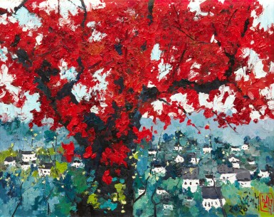 View full screen - View 1 of Lot 3837. Pang Jiun 龎均 | Frosty red maple leaves of February 霜葉紅於二月花.