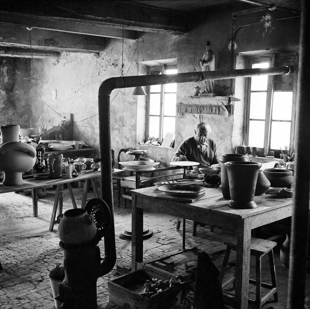 View full screen - View 1 of Lot 171. EDWARD QUINN | 'PABLO PICASSO AT WORK AT THE MADOURA POTTERY IN VALLAURIS', 1951 .