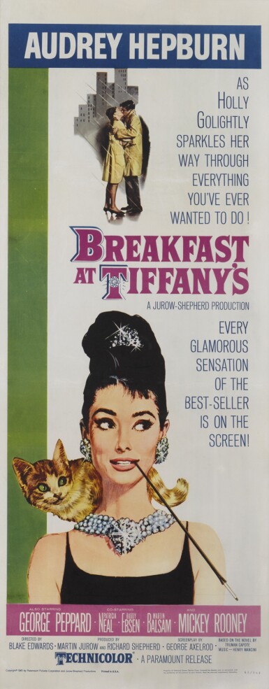 View full screen - View 1 of Lot 22. BREAKFAST AT TIFFANY'S (1961) POSTER, US.