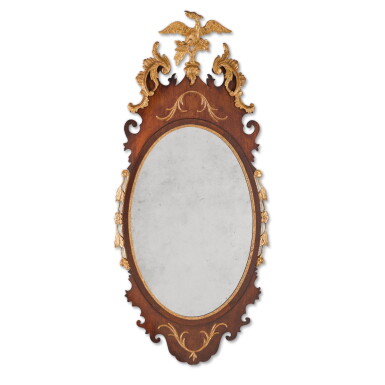 View full screen - View 1 of Lot 105. An American George III period mahogany and parcel-gilt mirror, circa 1760.