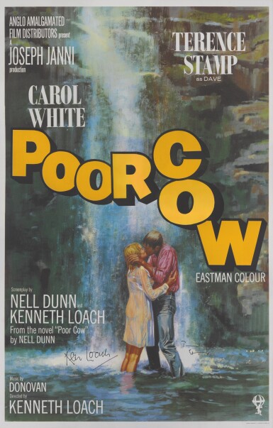View full screen - View 1 of Lot 144. POOR COW (1967) POSTER, BRITISH, SIGNED BY KENNETH LOACH AND TERENCE STAMP.