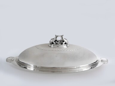 View full screen - View 1 of Lot 21. A Danish Silver Fish Platter, Cover, and Mazarine, No. 335C, Designed by Johan Rohde for Georg Jensen Silversmithy, 1945–1977.