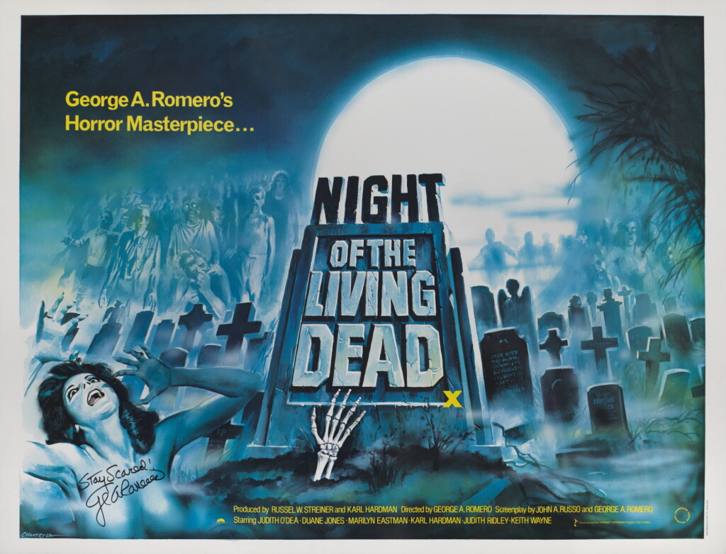View full screen - View 1 of Lot 97. Night of the Living Dead (1968), re-release (1980), signed by George Romero, British.