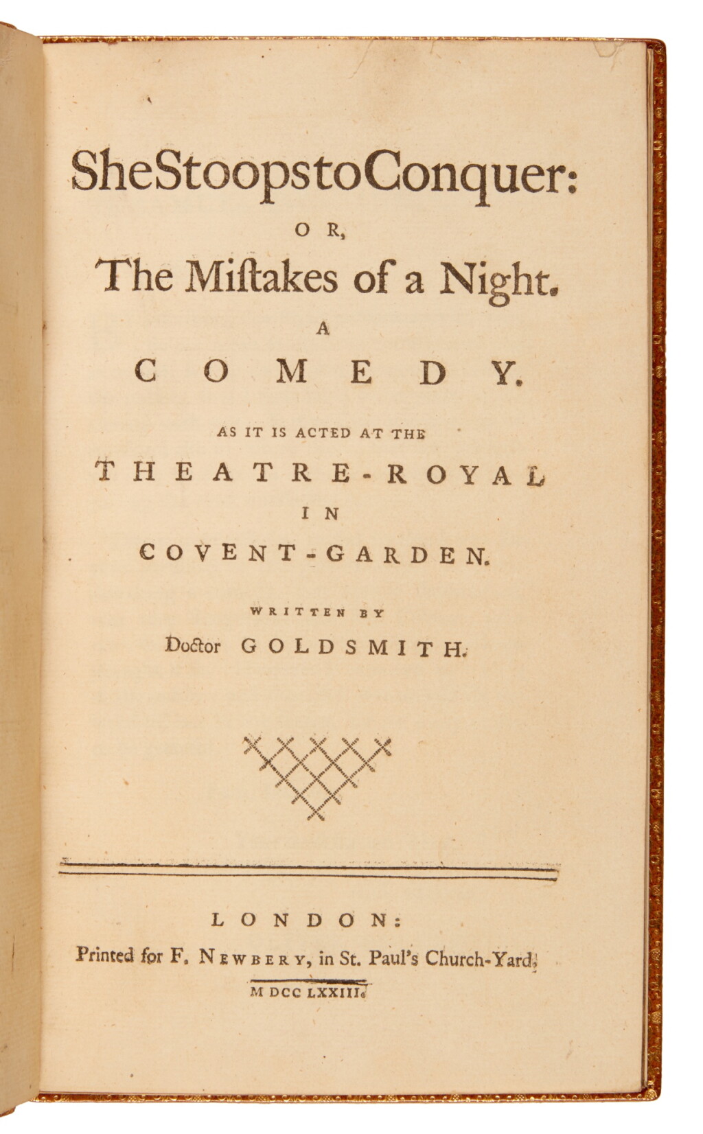 View full screen - View 1 of Lot 105. Oliver Goldsmith | She stoops to conquer, London, 1773, later calf.