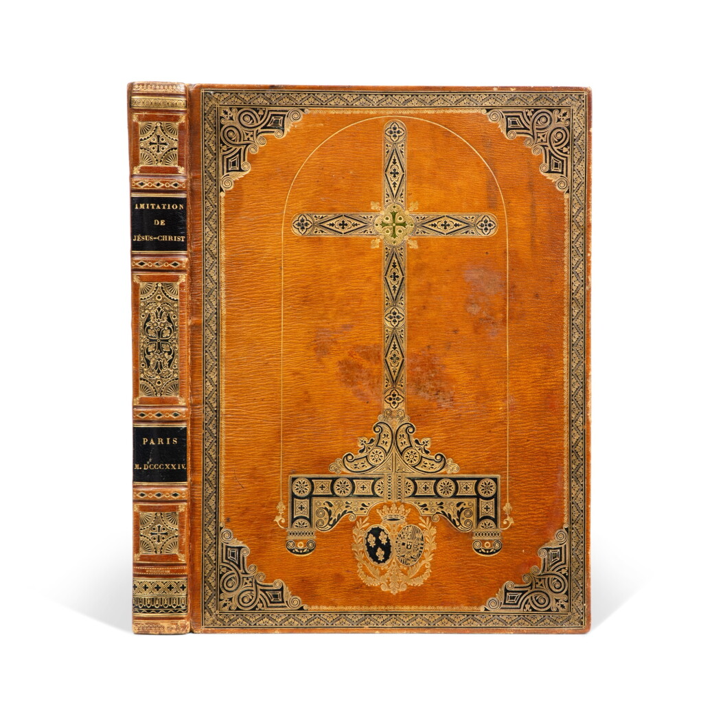 View full screen - View 1 of Lot 521. 5 ouvrages de religion aux armes, dont la Bible de Royaumont, 1811, et deux livres de prières en italien. .