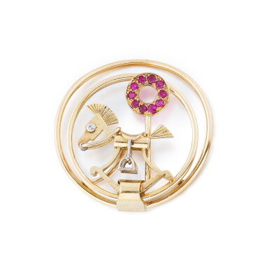 View full screen - View 1 of Lot 214. Pince à billet rubis et or | Ruby and gold money clip.