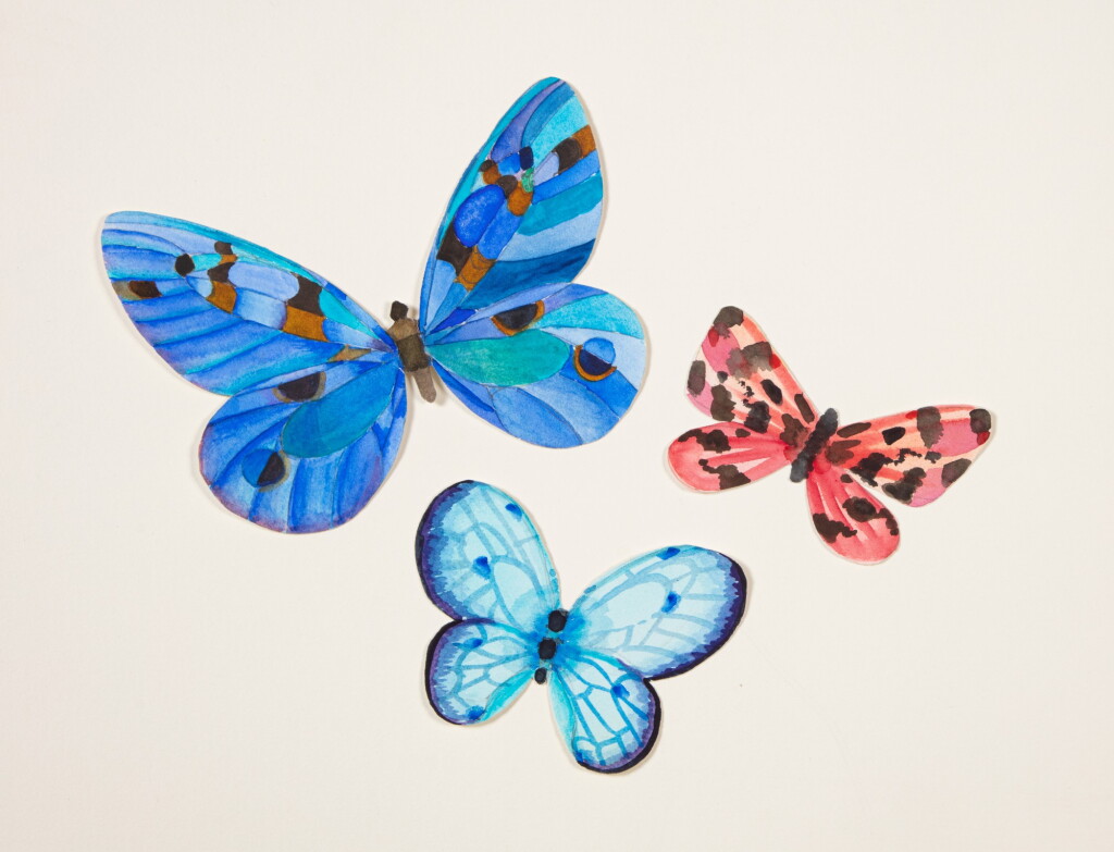View full screen - View 1 of Lot 22. Trois dessins de papillons.
