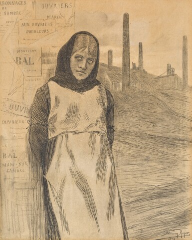 View full screen - View 1 of Lot 170. Original Drawing for the Print 'La Grève'.