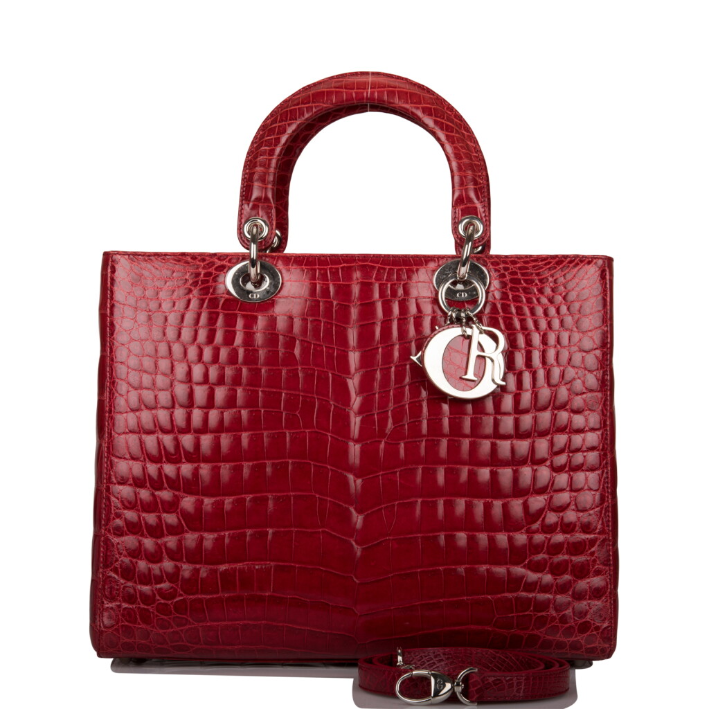 全螢幕檢視 - 查看184Red Shiny Crocodile Large Lady Dior Bag Silver Hardware的1