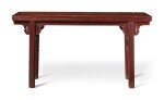 A BURLWOOD INSET 'TIELIMU' RECESSED-LEG TABLE (PINGTOUAN), QING DYNASTY, 18TH / 19TH CENTURY