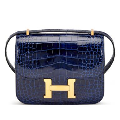 View full screen - View 1 of Lot 50. Bleu Saphir Shiny Alligator Mini Constance 18 Gold Hardware, 2017.