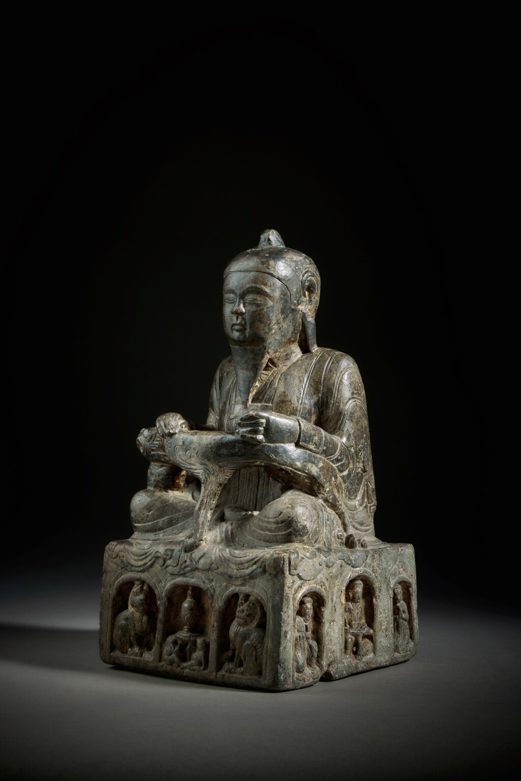 View full screen - View 1 of Lot 164. An inscribed limestone figure of Laozi, Sui dynasty, dated Kaihuang 17th year, corresponding to 597.