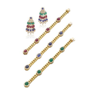 View full screen - View 1 of Lot 839. Collection of gold, gem set and diamond jewels.