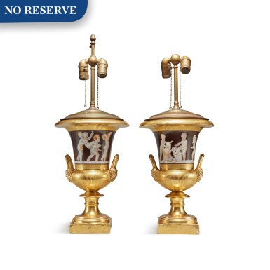 View full screen - View 1 of Lot 52. A Pair of Paris Porcelain Campana Vases, Early 19th Century.