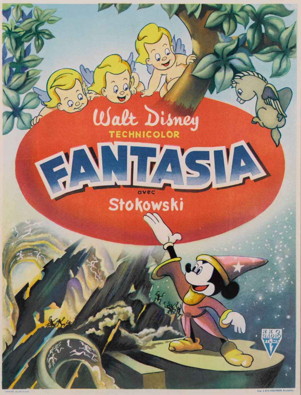 View full screen - View 1 of Lot 5. Fantasia (1940) poster, Belgium.