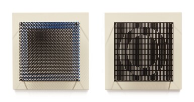 View full screen - View 1 of Lot 50. Vibrations carré noir et bleu & Vibration noir et blanc (A Pair of Works).