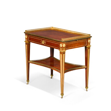View full screen - View 1 of Lot 111. A German gilt-bronze mounted mahogany table à écrire, circa 1780-1790, attributed to David Roentgen.