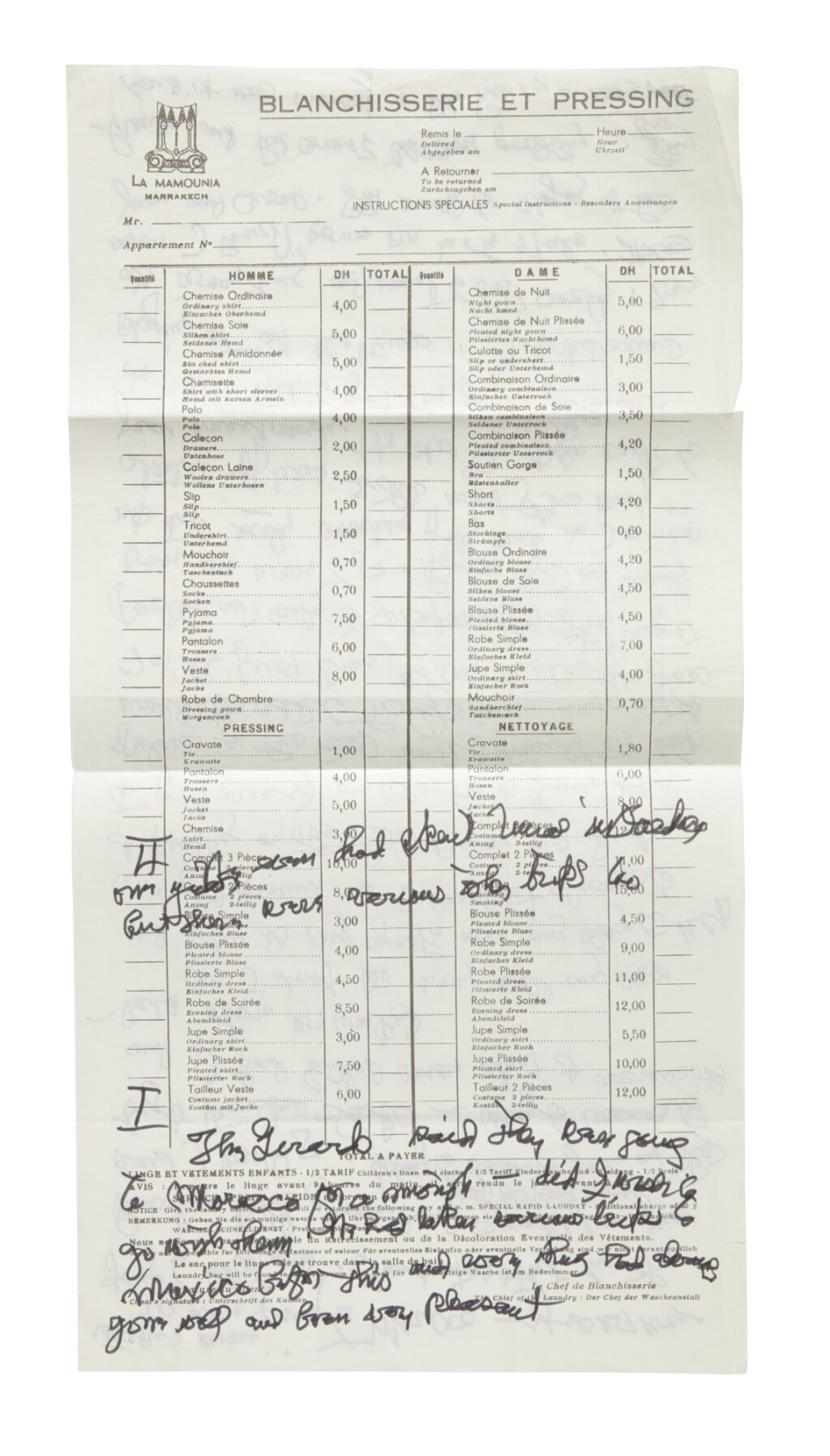 View full screen - View 1 of Lot 96. GEORGIA O'KEEFFE | AUTOGRAPH MANUSCRIPT, TITLED IN ANOTHER HAND "GIRARDS — MOROCCO".