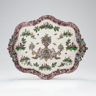 View full screen - View 1 of Lot 257. A Faenza maiolica two-handled tray, Ferniani manufactory, second half of the 18th century.