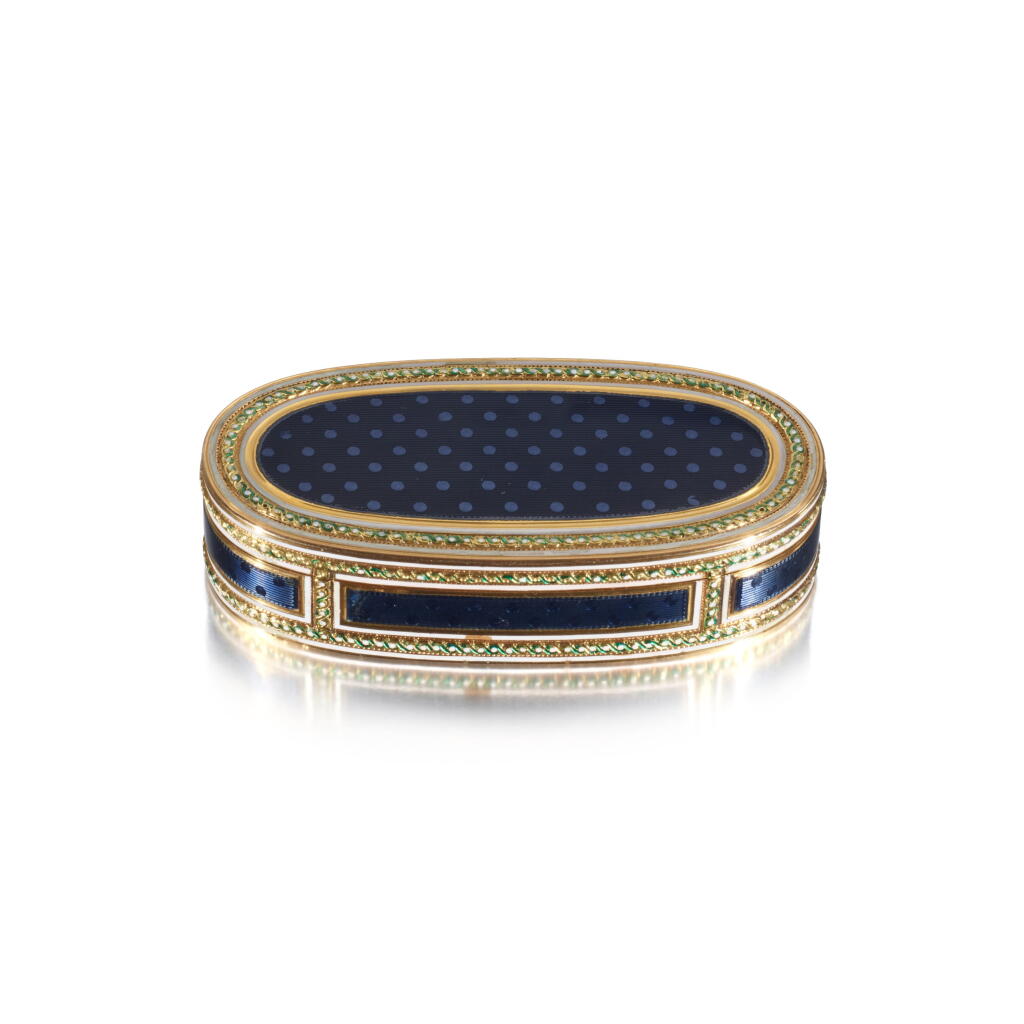 View full screen - View 1 of Lot 18. A Gold and Enamel Snuff Box, Pierre-François-Mathis de Beaulieu, Paris, 1781.