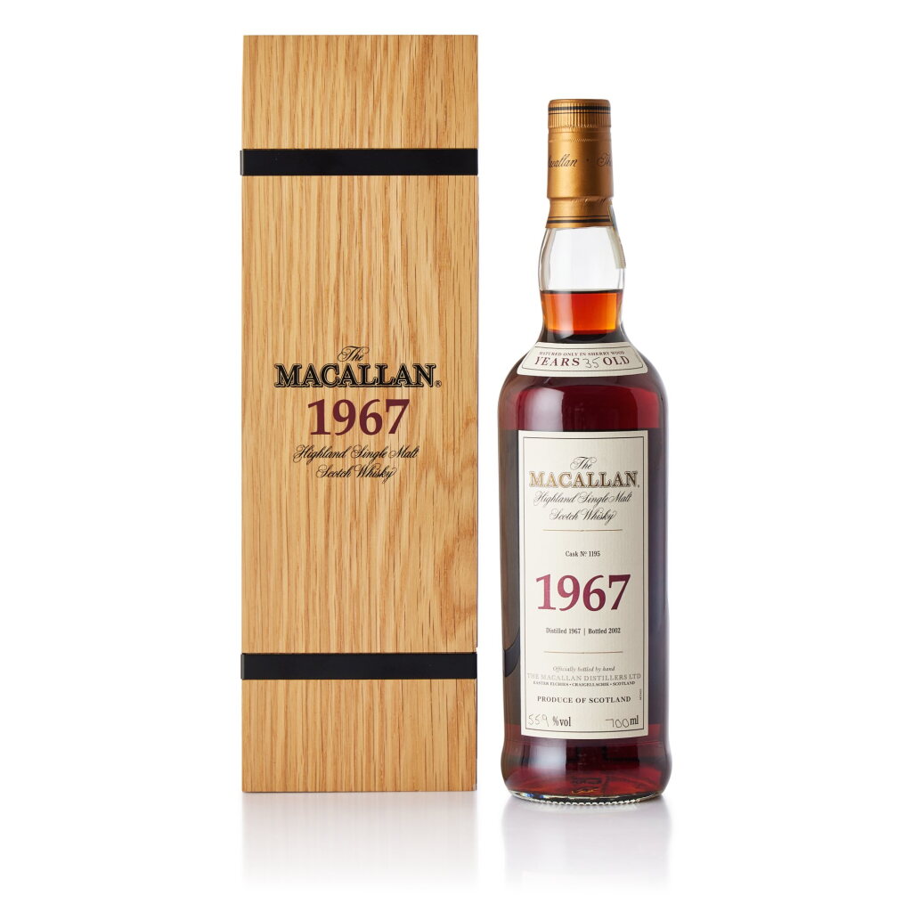 View full screen - View 1 of Lot 2007. The Macallan Fine & Rare 35 Year Old Cask #1195 55.9 abv 1967 (1 BT70).