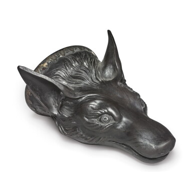 View full screen - View 1 of Lot 117. A WEDGWOOD AND BENTLEY BLACK BASALT SILVER MOUNTED FOX HEAD STIRRUP CUP PROBABLY 1775.