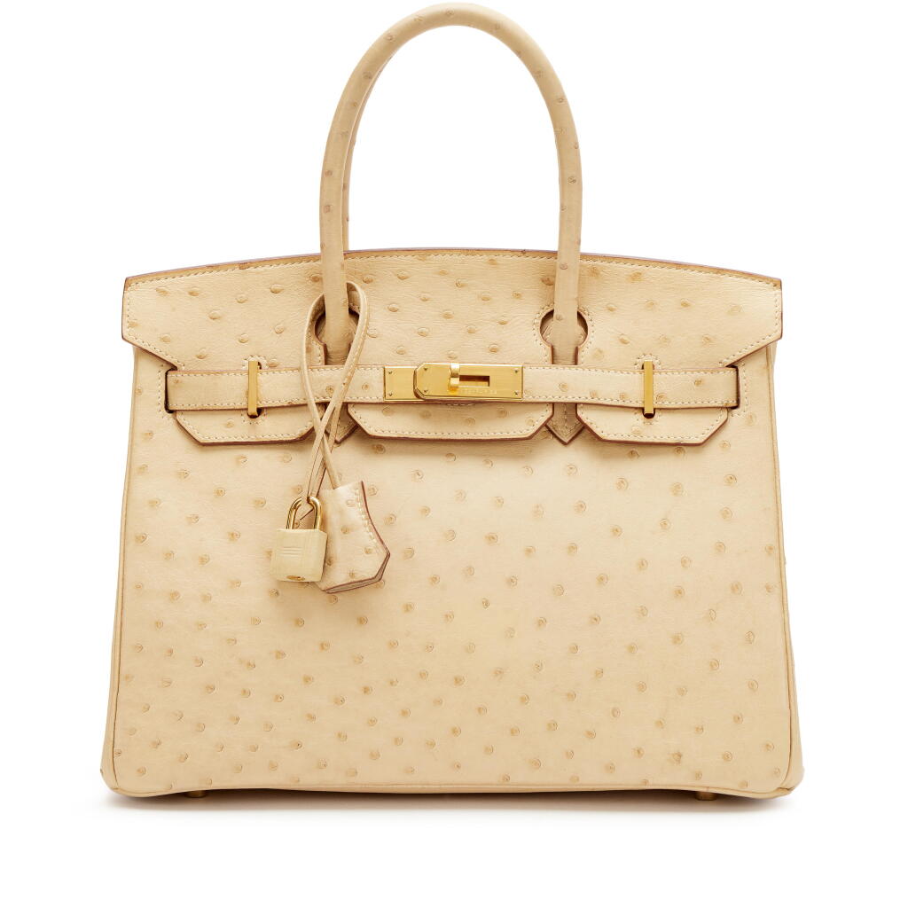 View full screen - View 1 of Lot 136. Parchemin Ostrich Birkin 30 Gold Hardware, 2009.