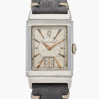 View full screen - View 1 of Lot 670. Reverso | A stainless steel reversible wristwatch, Circa 1940.