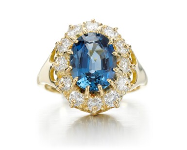 View full screen - View 1 of Lot 308. SAPPHIRE AND DIAMOND RING.
