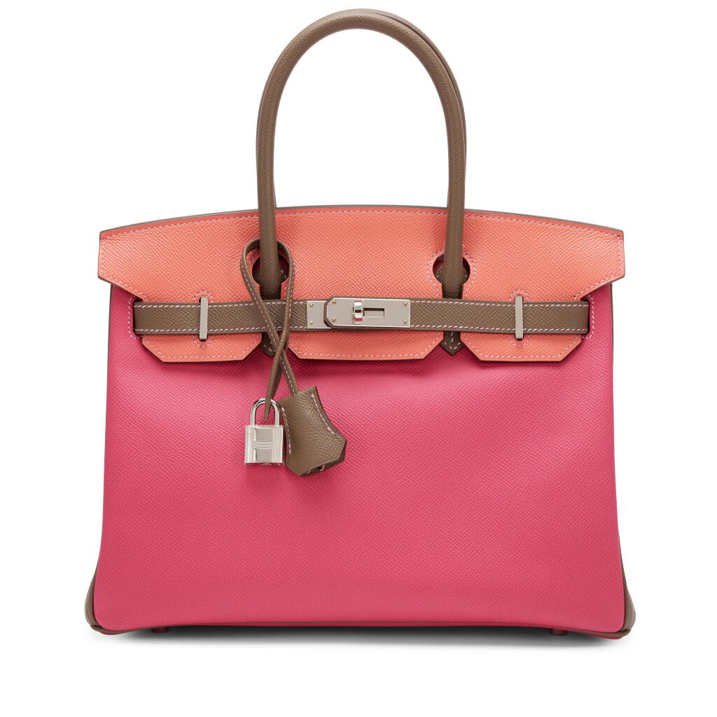 View full screen - View 1 of Lot 173. Rose Shocking, Flamingo and Etoupe Epsom HSS Birkin 30 Palladium Hardware, 2013.