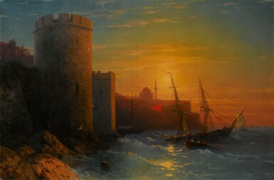 View full screen - View 1 of Lot 17. IVAN KONSTANTINOVICH AIVAZOVSKY |Sunset over Constantinople.
