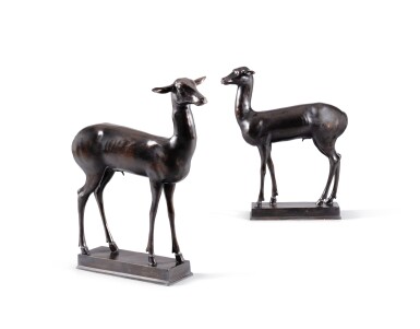 View full screen - View 1 of Lot 24. Neapolitan, 19th century, after the Antique, Fawns | Naples, XIXe siècle, d'après l'Antique, Faons.