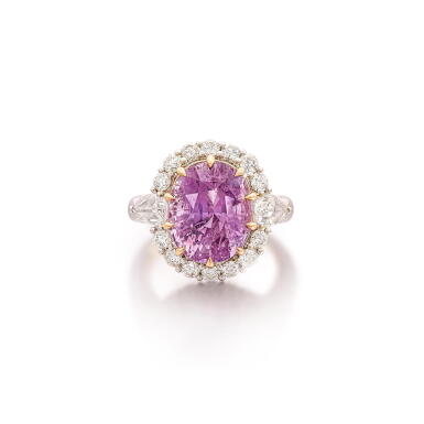 View full screen - View 1 of Lot 331. Pink Sapphire and Diamond Ring | 8.03克拉 天然 「斯里蘭卡」未經加熱 粉紅色剛玉 戒指.