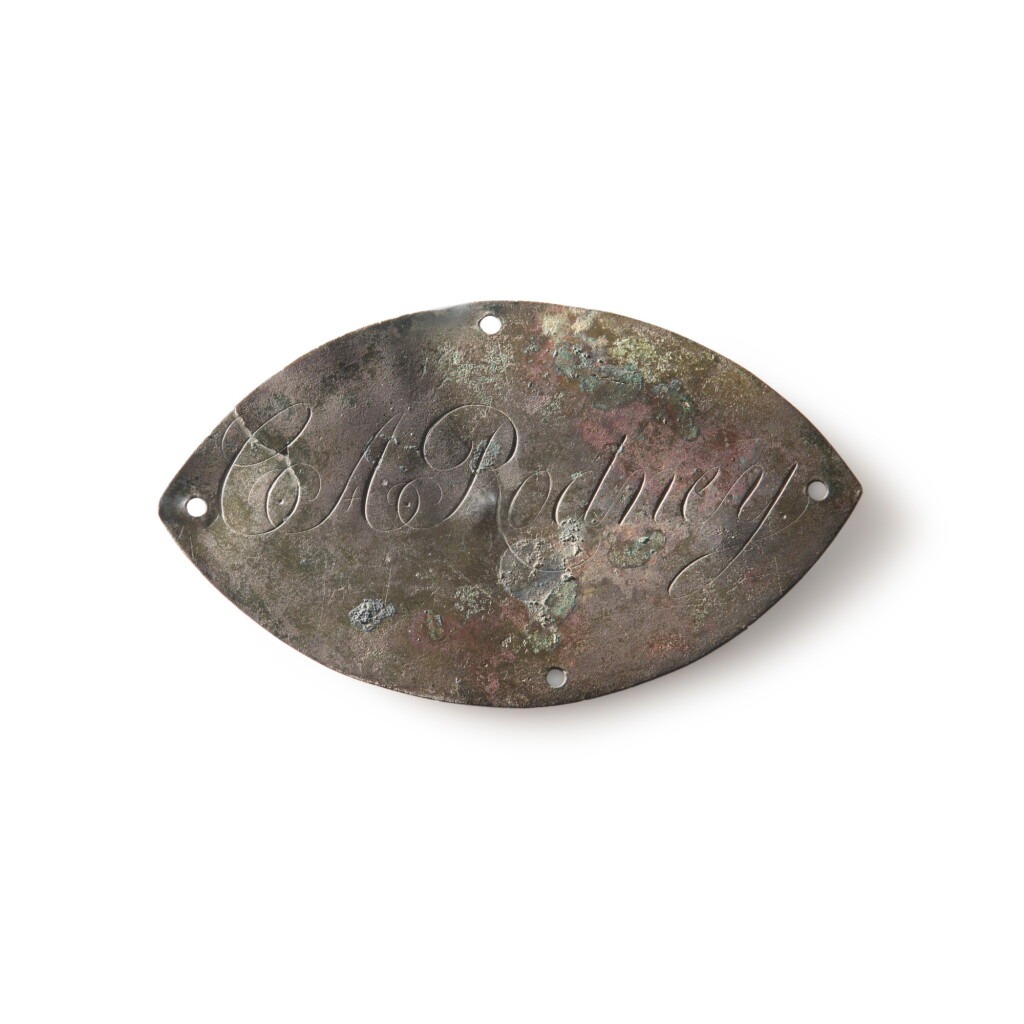 View full screen - View 1 of Lot 376. Engraved Brass Plaque, Wilmington, Delaware, Late 18th century.