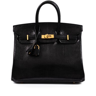 View full screen - View 1 of Lot 327. Black Shiny Niloticus Varanus Lizard Birkin 25 Gold Hardware, 2011.