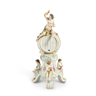 View full screen - View 1 of Lot 365. A Meissen Spirit Barrel and Stand, Late 19th Century.