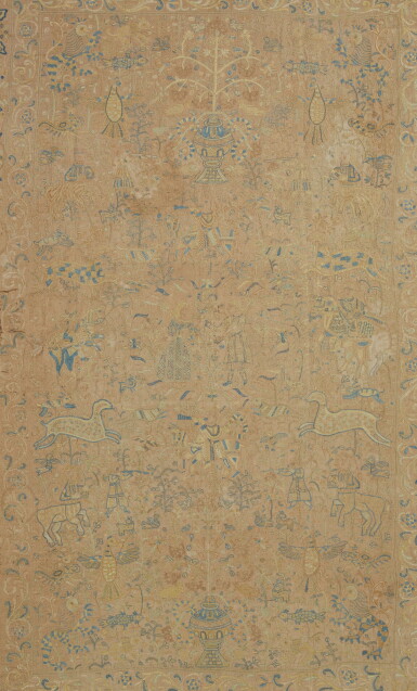View full screen - View 1 of Lot 169. An Embroidered linen coverlet (Colcha), Satgaon, Bengal, India, for the Portuguese Market, late 17th - early 18th century.