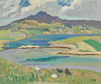 View full screen - View 1 of Lot 1. LETITIA MARION HAMILTON, R.H.A. | CARRYGART, CO. DONEGAL, ERRIGAL MOUNTAIN IN THE DISTANCE.