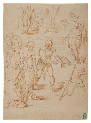 View full screen - View 1 of Lot 204. A seated Pope overseeing the distribution of alms.