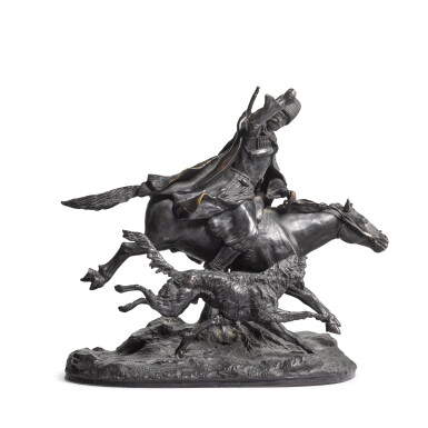 View full screen - View 1 of Lot 152. Galloping Cossack: a bronze figural sculpture, Lanceray, St Petersburg, 19th century.