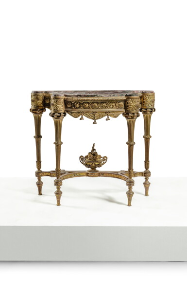 View full screen - View 1 of Lot 25. A Louis XVI style gilt-bronze console table, second half of the 19th century.