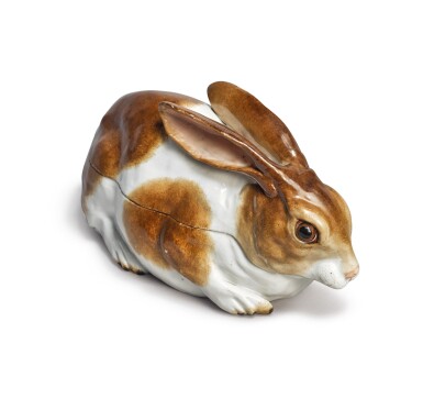 View full screen - View 1 of Lot 227. A CONTINENTAL PORCELAIN RABBIT TUREEN AND COVER, 19TH CENTURY.