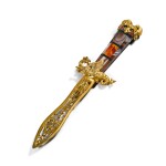 A Scottish gilt-metal and agate letter opener, attributed to Hamilton, Crichton & Co. of Edinburgh, circa 1880