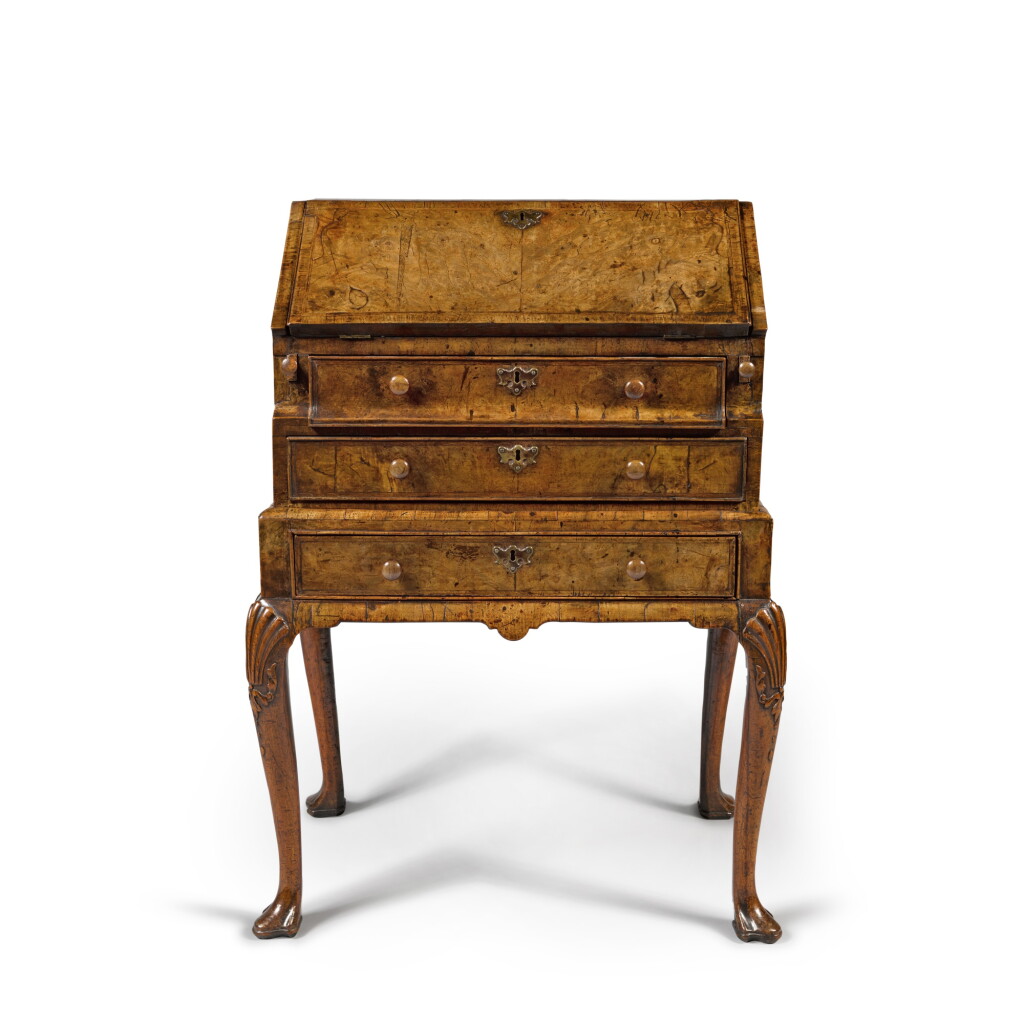 View full screen - View 1 of Lot 161. A George II Figured Walnut Bureau on Stand, Circa 1730.