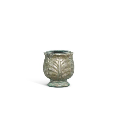 View full screen - View 1 of Lot 3607. A white metal-wrapped bronze 'petal' cup, Tang dynasty | 唐 銅包金屬花瓣型盃.