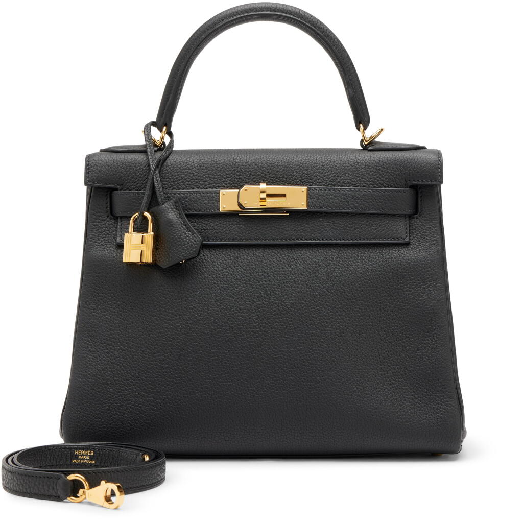 View full screen - View 1 of Lot 33. Black Togo Kelly 28 Retournè Gold Hardware, 2022.
