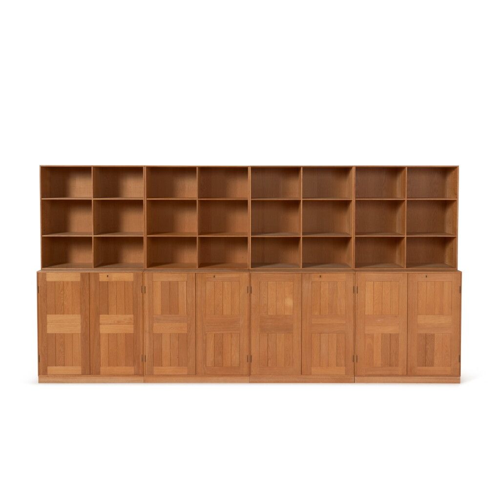 View full screen - View 1 of Lot 134. Modular bookcase comprising four wall and four cabinet units with base.