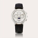 Patrimony, Reference 49005 A platinum perpetual calendar chronograph wristwatch with moon phases and leap year indication, Circa 2000 | 江詩丹頓 | PATRIMONY 型號49005 | 鉑金萬年曆計時腕錶,備月相及閏年顯示,約2000年製